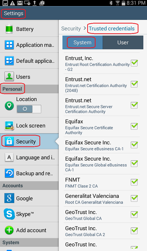 Android - List Certificates