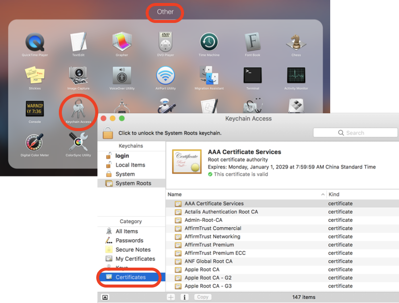 Keychain Access - Certificate Manager on Mac