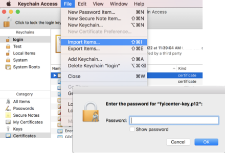 Keychain Access - Import Private Key
