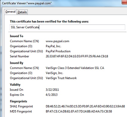 Firefox - Server Certificate - General Info