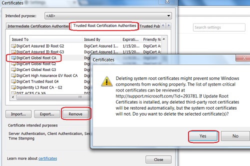 Google Chrome - Delete Root CA Certificates