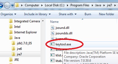 Java Keytool Location on Windows