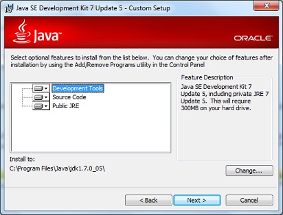 Java SE 7 Installation Custom Settings