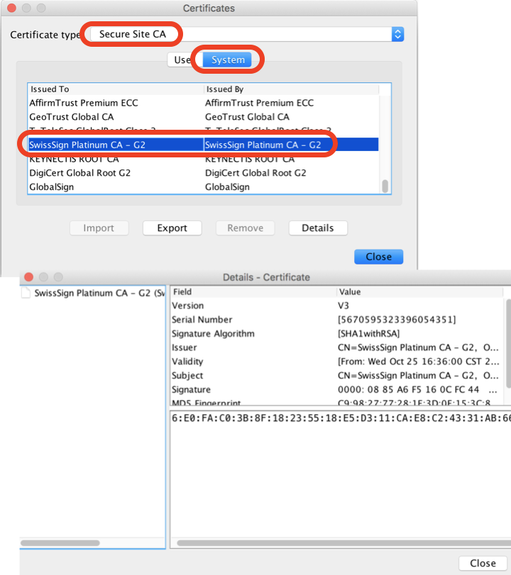 Java Control Panel on Mac - Certificate Details