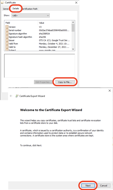 Microsoft Edge 93 - Export Website Certificate