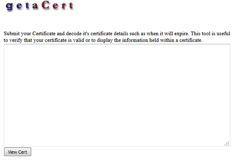 getaCert.com Certificate Decoder