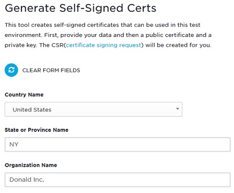 samltool Self-Signed Certificate Generator