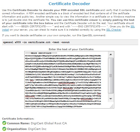 sslshopper Certificate Decoder