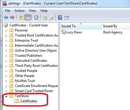 makecert.exe - Create New Certificate Store